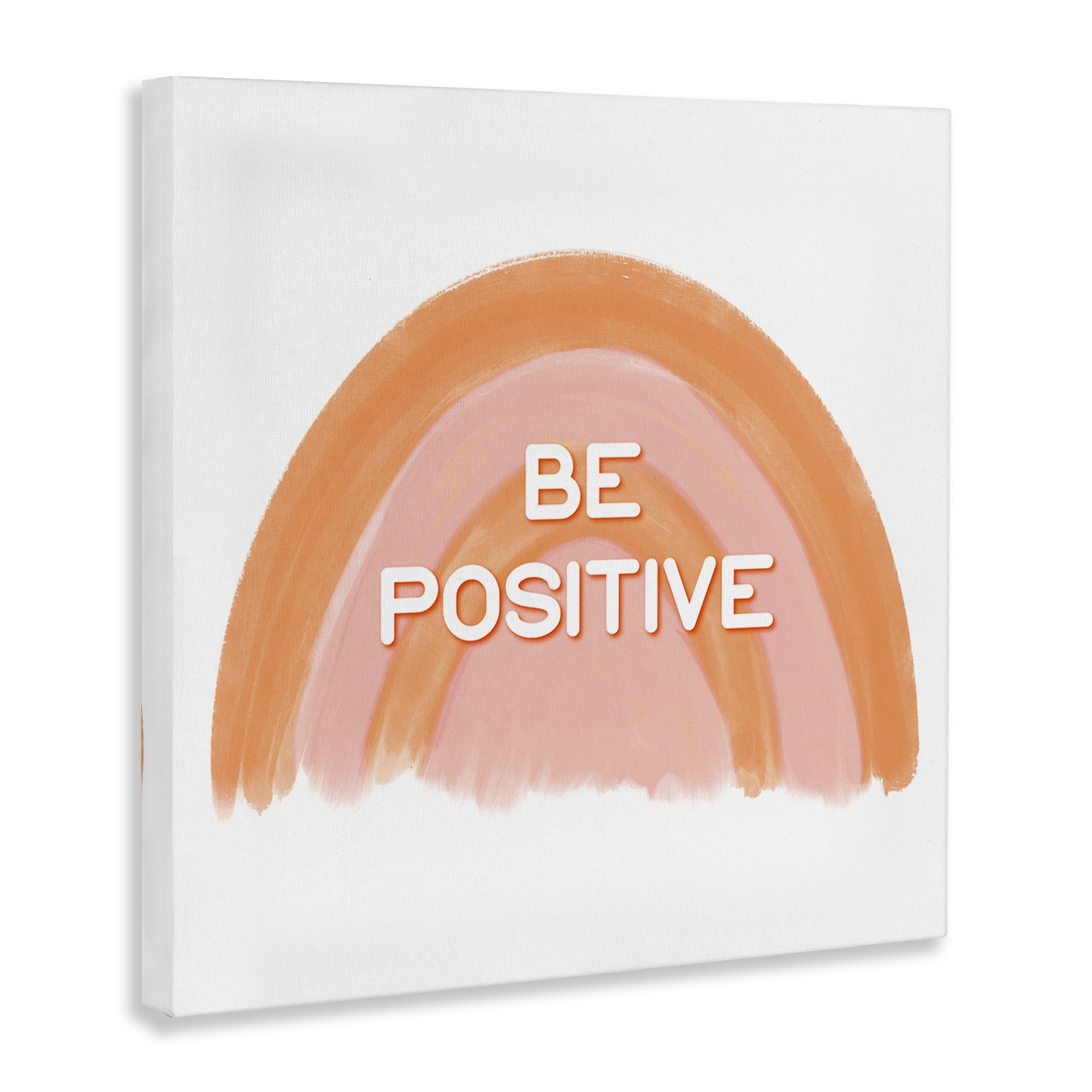 Stupell Industries Orange Be Positive Text & Numbers Painting Wrapped Canvas Art Print Wall Art, 36 x 36