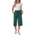 thumbnail image 2 of INSPIRE CHIC Women's High Waisted Pajama Shorts Viscose Comfy Soft Knee Length Long Shorts with Pockets S Green, 2 of 6