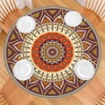 thumbnail image 2 of 44in Round Tablecloth with Elastic Edge, Waterproof Fitted Table Cover for 36-44" Tables, Floral Theme Polyester Reusable Table Cloths Wipe Clean for Picnic, Dining, Outdoor Use and Party Decor, 2 of 7