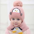 thumbnail image 2 of AWZXDE Baby Hats Soft Warm Knit Hat Kids Winter Hat With Comfortable Earflap Scarf Hood Hat For Boys Girls Pink, 2 of 3