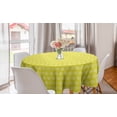 thumbnail image 1 of Abstract Round Tablecloth, Illustration of Round Elements with Spikes Geometric Details Summer Tones, Circle Table Cloth Cover for Dining Room Kitchen Decor, 60", Avocado Green White, by Ambesonne, 1 of 2