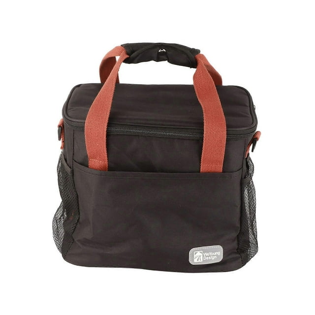 Large Thick Lunch Bag Waterproof Thermal Insulated Leakproof Cooler Bag with Shoulder Strap for Office Work Black