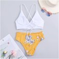 thumbnail image 6 of Feimerou Women High Waisted Bikini Sets Sexy Tummy Control Swimsuits Fashion Floral Printed Push Up Padded V Neck Two Piece Bathing Suit Clearance On Sale, 6 of 7
