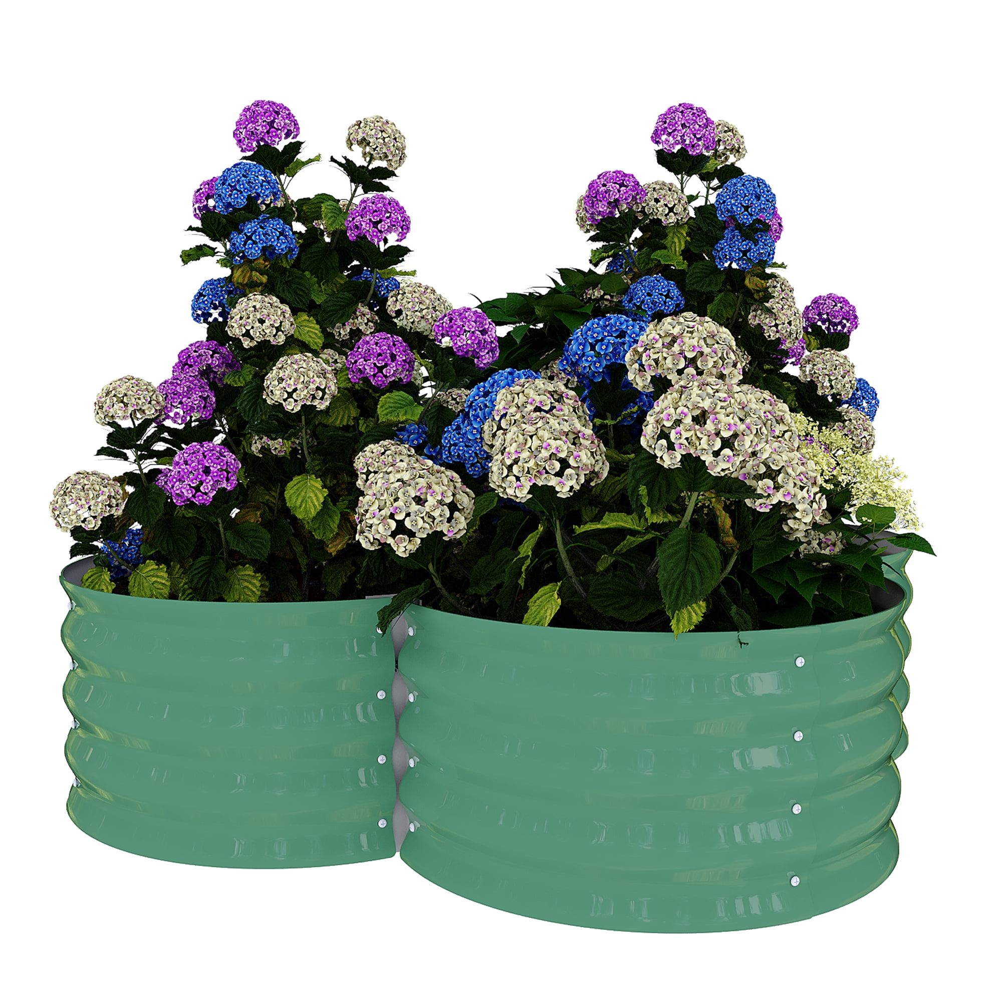 WildBreak Outdoor Raised Garden Bed Kits, Petal Shape, Metal Planter Box 47.6 x 47.6 x 11.8", Green