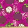 thumbnail image 1 of Fruit Fabric by the Yard Upholstery, Garcinia Mangosteen Perennial Plant in the Doodle Art Style, Decorative Fabric for DIY and Home Accents, 3 Yards, Pink Purple by Ambesonne, 1 of 4