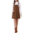 thumbnail image 2 of INSPIRE CHIC Mother's Day Women's Corduroy Dress Adjustable Straps Button Down Pinafore Overall Dress with Pockets XS Dark Brown, 2 of 6