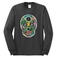 thumbnail image 2 of Day Of The Dead Calavera Skull Colorful Trippy | Mens Pop Culture Long Sleeve T-Shirt, Charcoal, X-Large, 2 of 4