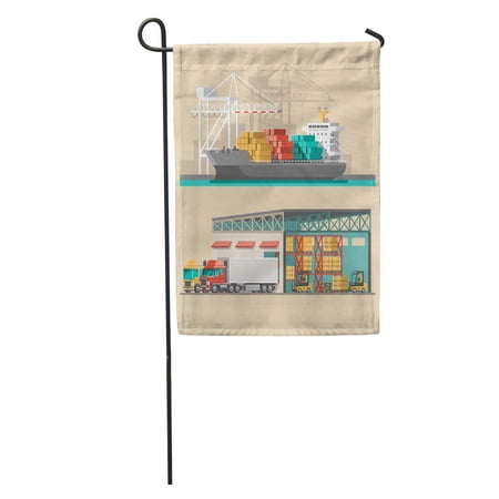 SIDONKU Export Delivery Service Container Cargo Ship Loading Truck Loader Warehouse Garden Flag Decorative Flag House Banner 12x18 inch