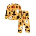 thumbnail image 2 of Kll Happy Halloween7 Print Women'S Long Sleeve Pajamas With Pants Sleepwear Loungewear 2 Set-Small, 2 of 9