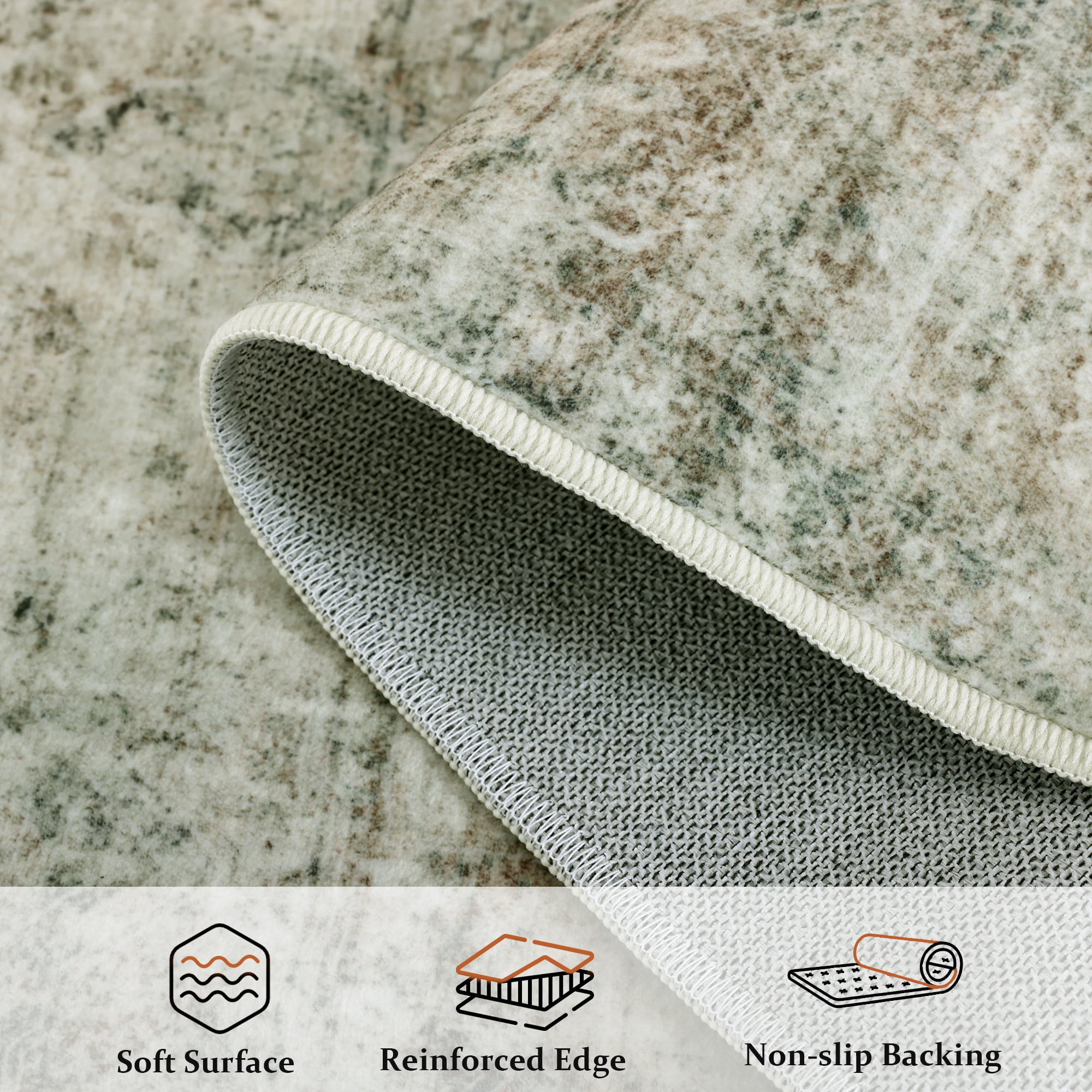 ATHOPE 5x7 Area Rug, Vintage Boho Medallion Rugs Non-Slip Soft Low Pile Washable Rug Large Distressed Rug Indoor Retro Carpet for Living Room Bedroom Dining Room Home Office, Moss Green