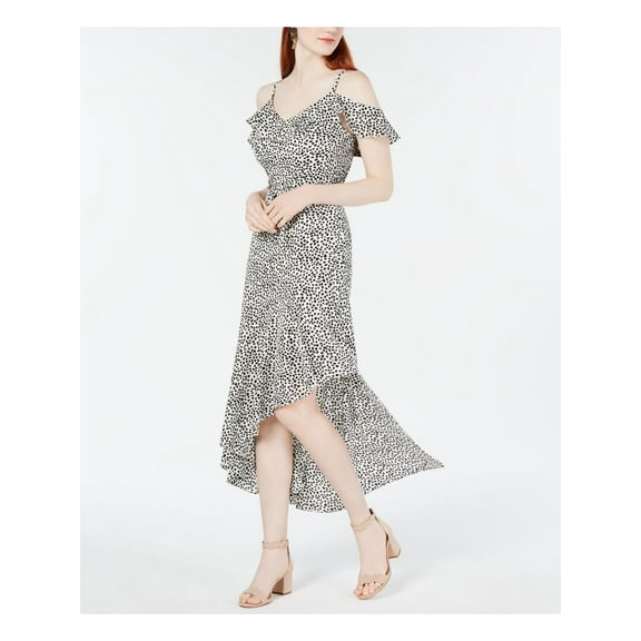 BCX Womens Black Cold Shoulder Printed Short Sleeve V Neck Tea-Length Sheath Dress Juniors XS