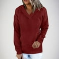 thumbnail image 2 of Sevevn Womens Waffle Hoodies 2025 Sweatshirt Fall Long Sleeve Loose Side Slits Stacked V Neck Tops With Pockets, 2 of 7