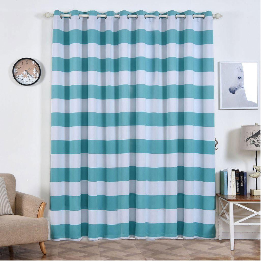 Cabana Stripe Curtains 2 Packs, White And Turquoise Curtains