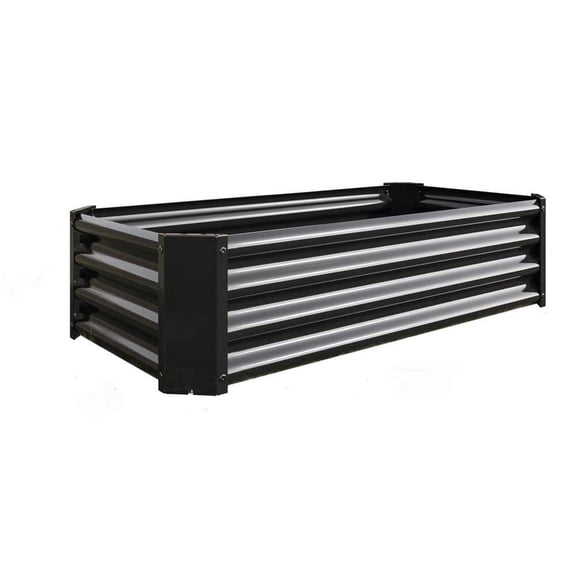 48 in. x 24 in. x 12 in. Black Galvanized Steel Raised Garden Bed, Rectangle Planter Box for Flowers, Vegetables, Herbs