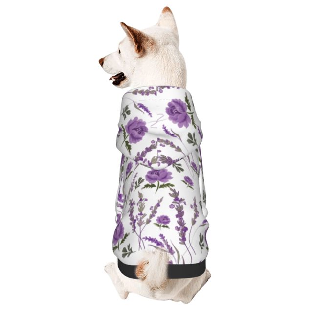 Balery Lavender Flowers Sudadera con Capucha para Perros Pequeños – Ropa para Mascotas, Disfraz para Perros y Gatos, Ideal para Fiestas y Cosplay-Small