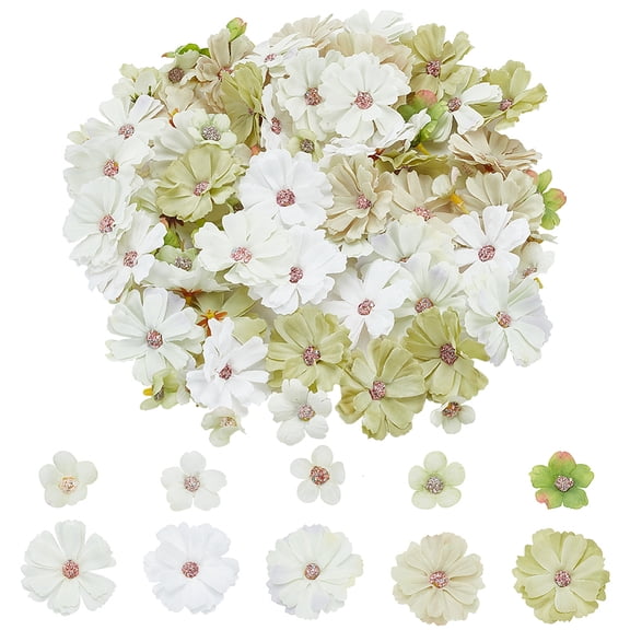 100pcs Colorful Flower Heads 10 Colors Silk Cloth Artificial Small Flowers Rose Daisy Peony Flower Decoration DIY Flower Craft