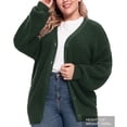 thumbnail image 3 of QUALFORT 100% Cotton Cardigan Sweaters for Women, V Neck Button Down Chunky Knit Cozy Relaxed Fit Sweater Cardigan, Dark Green XXL, 3 of 9