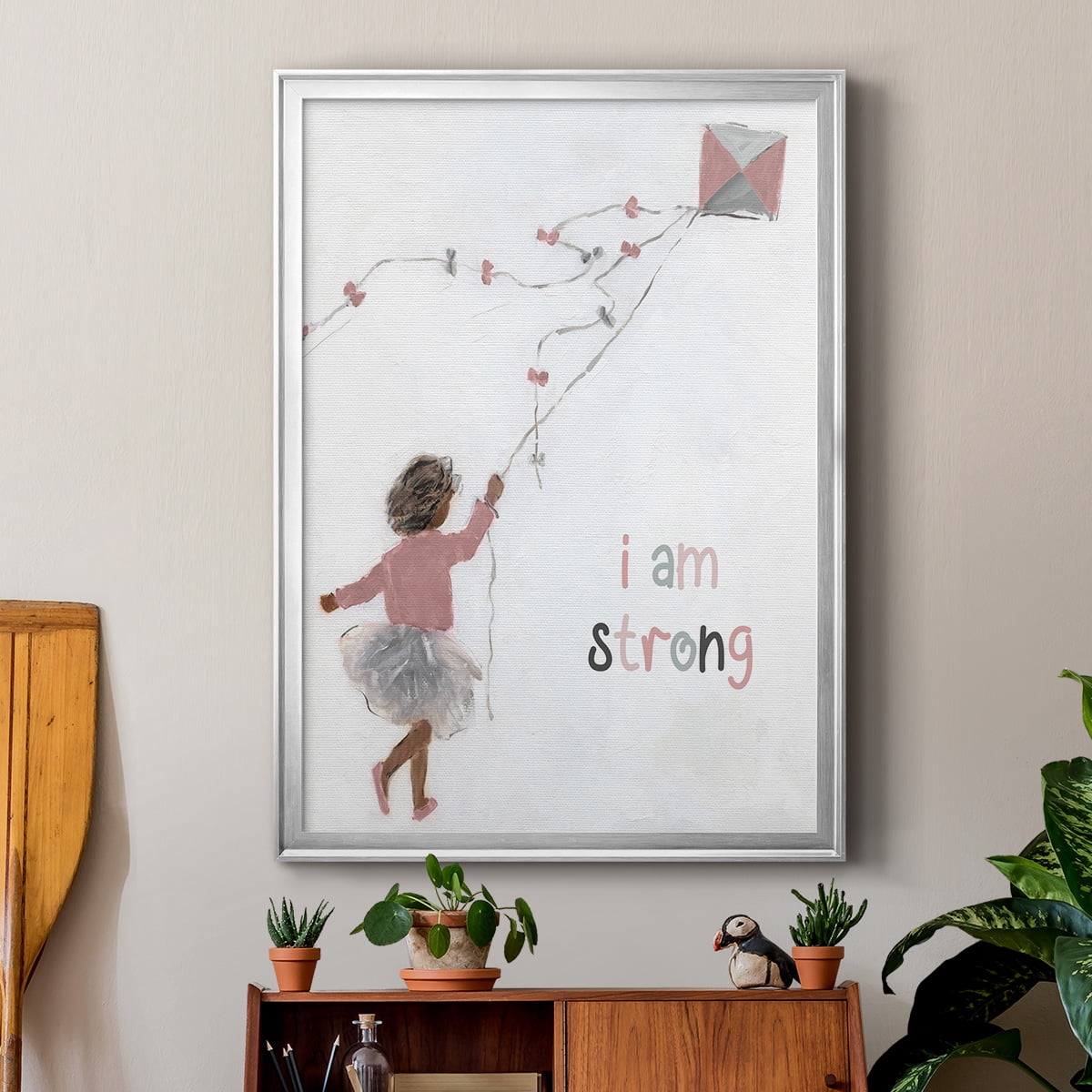 Girl Flying Kite Premium Framed Print - Ready to Hang