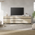 thumbnail image 5 of WAMPAT Modern TV Stand for TVs up to 110 inch, 3 in 1 TV Console with Doors and 6 Drawers, Media Console with Adjustable Shelf for Living Room, Bedroom, Light Oak, 5 of 16
