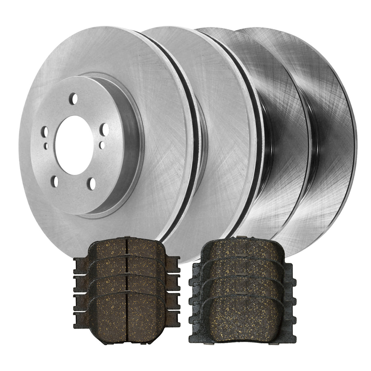 AutoShack Front and Rear Brake Rotors and Performance Pads Kit