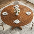thumbnail image 4 of 4-Person Rustic Round Table - Solid Wood Stable Base with Curved Legs, Perfect for Kitchen & Living Room Dining, 4 of 6
