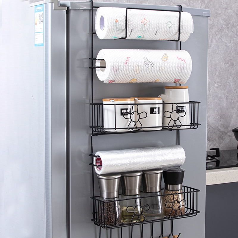 5 Tier Wall Mounted Refrigerator Side Shelf Spice Rack Kitchen Storage