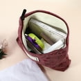 thumbnail image 3 of Corduroy Floral Makeup Bag Zipper Flower Cosmetic Pouch Aesthetic Women Cosmetic Bags Coin Purse Red, 3 of 7