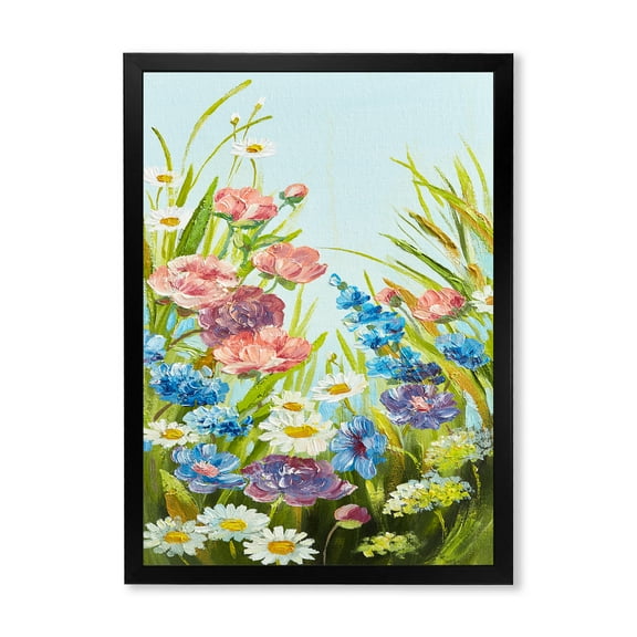 Designart 'Still Life Of Colorful Wildflowers With Leaves III' Traditional Framed Art Print
