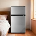 thumbnail image 2 of Kcpolre Silver Mini Fridge with Freezer 3.2 Cu.Ft, Adjustable Glass Shelves, Quiet Dual Door Dorm Fridge for Bedroom, College, Office, 2 of 6
