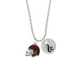 thumbnail image 2 of Delight Jewelry Silvertone Small Maroon Football Helmet Silvertone Script Initial Disc - & - Charm Necklace, 20"+3", 2 of 4