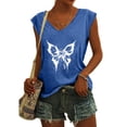 thumbnail image 2 of Camisetas sin mangas con cuello en V de verano para mujer, camisetas de manga corta con estampado de mariposa Retro OAVQHLG3B Store lin121212, 2 of 5