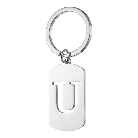 Uxcell Initial Letter Key Chain, A-Z KeyChain DIY Pendant Key Ring for Keys Purse Party Gifts, Silver (Letter U)