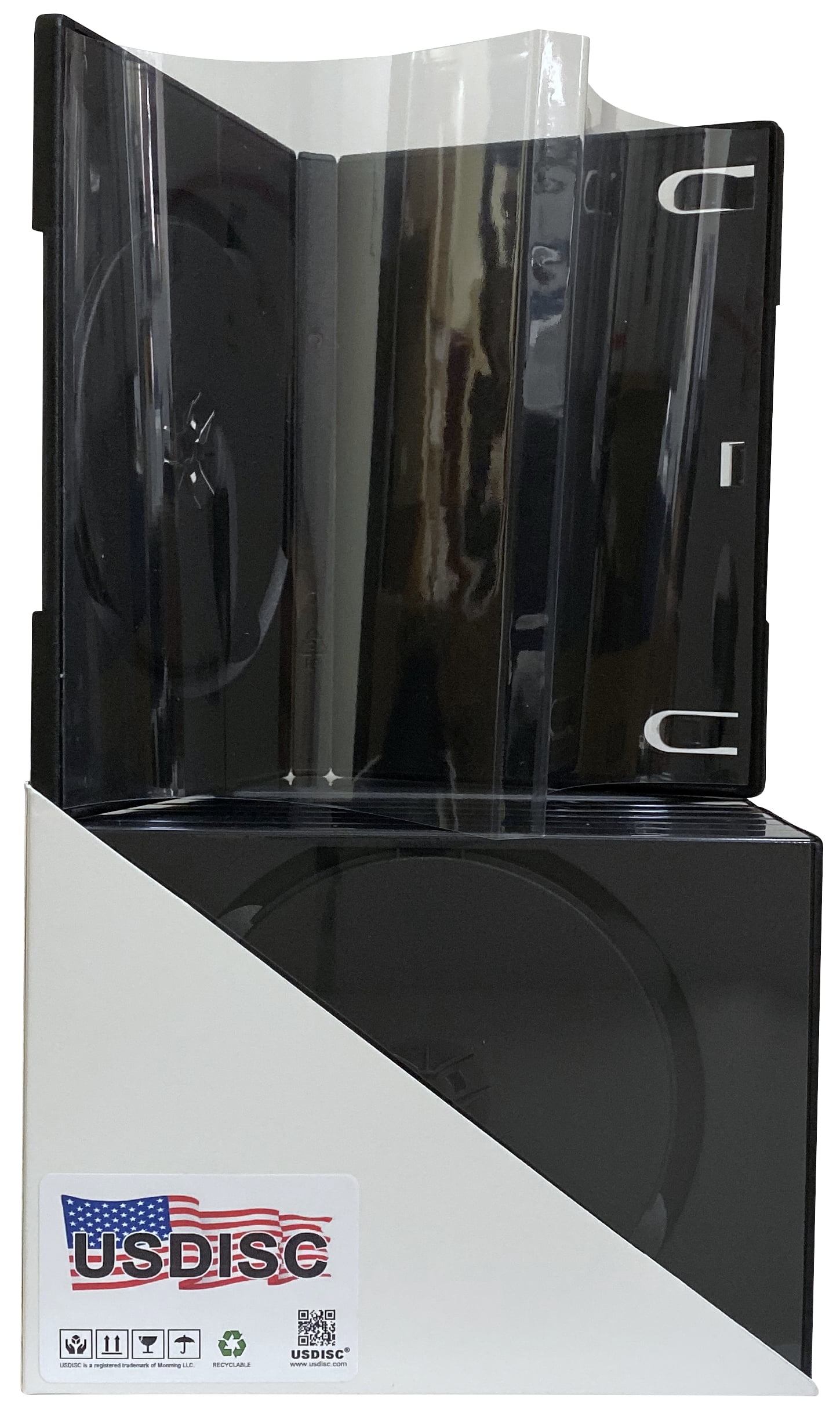 USDISC DVD Cases Standard 14mm Premium, Single 1 Disc, Black, Pack Of 400