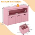 thumbnail image 3 of Costway Storage Cabinet 3 Drawer Chest with Wheels Large Storage Cube Shelf Pink, 3 of 10