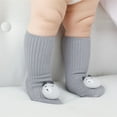 thumbnail image 4 of Xfvqtps Toddler Boys Girls Floor Socks with Grippy Cute Cartoon Animal Decoration Long Foldable Non Slip Soft Comfortable Indoor Warm Cotton Socks for 0-3 Years Dark Gray, 4 of 9