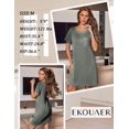 thumbnail image 3 of Ekouaer Ladies Sleepwear Short Sleeve Casual Night Shirt Stretchy Viscose Sleep Dress with Pocket Loungewear, 3 of 6