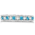 thumbnail image 3 of Blue Topaz and Diamond Band Filigree Ring Design 14k White Gold (0.60ct), 3 of 6