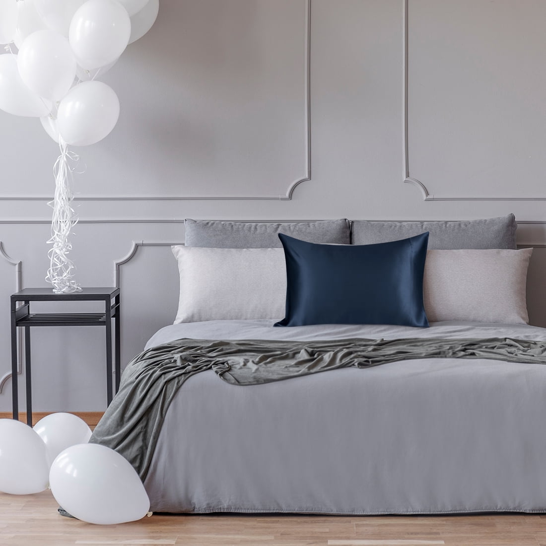 Unique Bargains Silk Pillowcase for Hair 1Pcs Navy Blue Standard