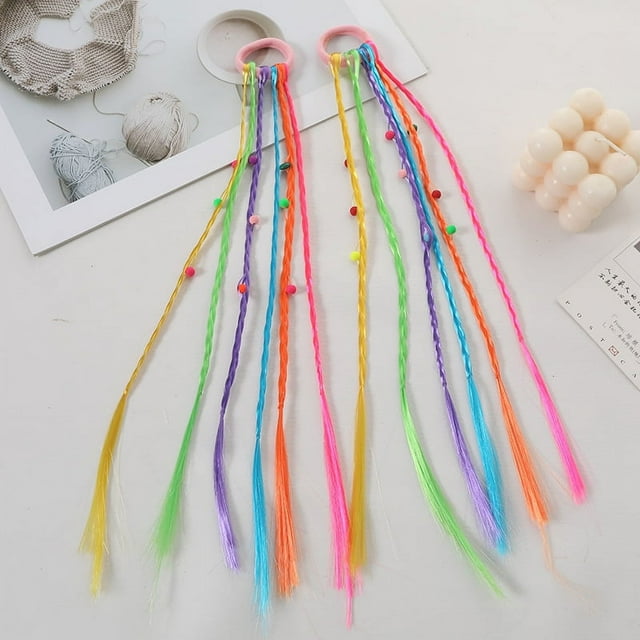 Zhuge 2 extensiones de cabello trenzado con bandas de goma para extensiones de cola de caballo trenzada larga, accesorios para el cabello de cosplay, B10
