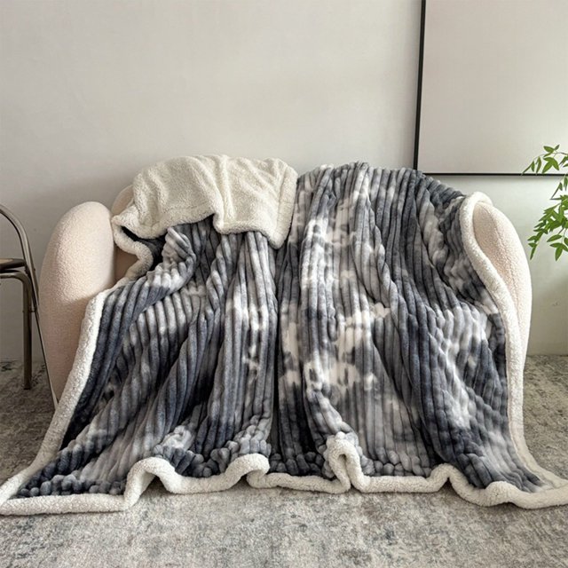 Manta de doble capa gruesa de lana de cordero, manta de vellón de leche, manta de franela para siesta