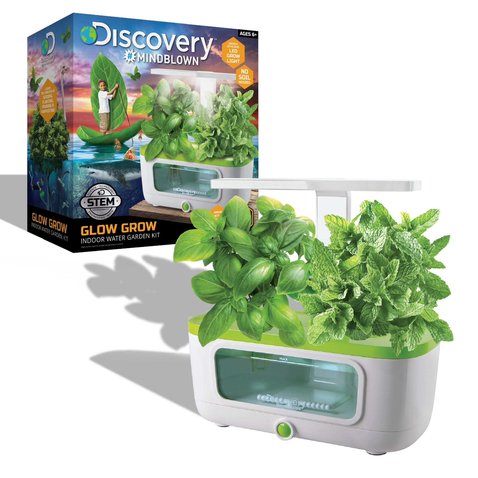 Discovery Mindblown LED Glow Grow Indoor Water Herb Garden Kit