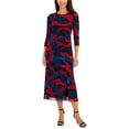thumbnail image 1 of Anne Klein Womens Puff Sleeve Mesh Midi Dress, Multicoloured, XX-Large, 1 of 1