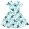 thumbnail image 6 of Rggeeun Child Girls Dresses Cartoon Animal Print Short Sleeve Crew Neck A Line Flowy Loose with Ruched Ruffle Knee Length for Summer Travel Party Leisure Sundress,Green,7-8 Years, 6 of 6
