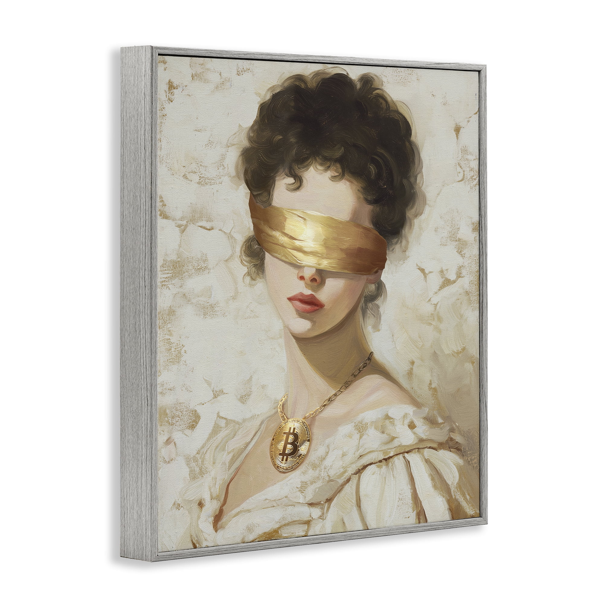 Stupell Industries Crypto Veil Portrait Gray Framed Giclee Art, design by Svetlana Aleynikova