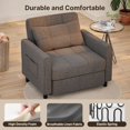 thumbnail image 6 of Sofa Bed Chair Convertible, Sleeper Chair with Pull-Out Bed, 3-in-1 Futon Couch with Reclining Backrest and Side Pocket, Dark Grey, 6 of 11