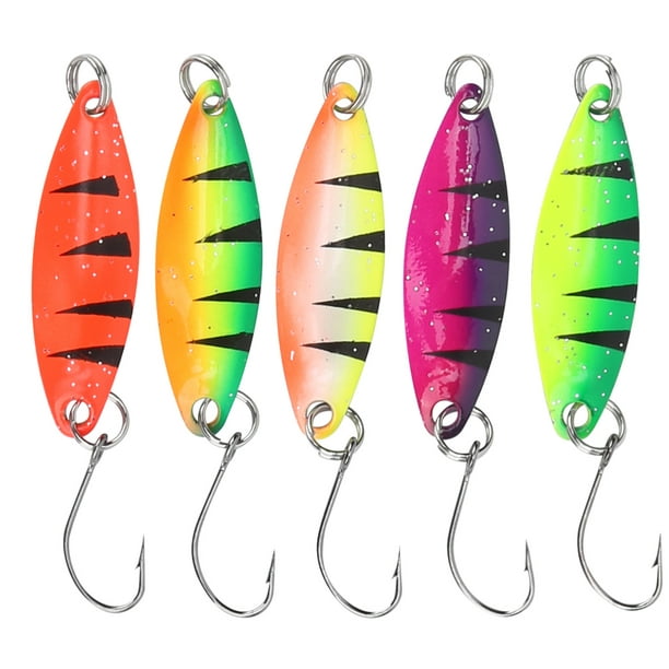 Walleye Trout Spoon Baits, Durable 5pcs Crankbait Lures Single Hook For  Night Fishing 