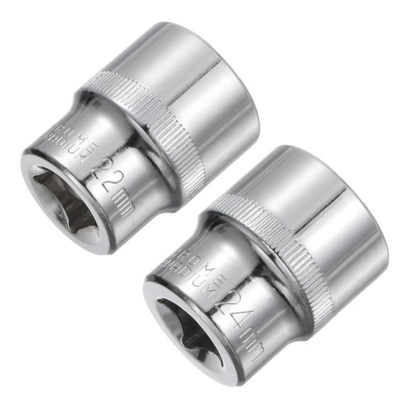 6-Point Shallow Socket, 22mm 24mm 1/2" Drive Cr-V