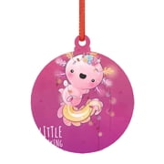Giroia Cute Pink Axolotl A for Acrylic Christmas Pendant for Christmas Tree Winter Holiday Xmas Gift for Women Men Hanging Ornament 3"-Round Shape