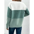 thumbnail image 3 of Womens Long Sleeve Sweater Crew Neck Casual Loose Knit Multicolor Top Green XL, 3 of 6