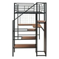 thumbnail image 5 of Kacho Loft Bed, Twin Size Metal Loft Bed with Desk and Metal Grid, Stylish Metal Frame Bed with Lateral Storage Ladder and Wardrobe, Space Saving, Noise Free, No Box Spring Needed, Black, 5 of 12